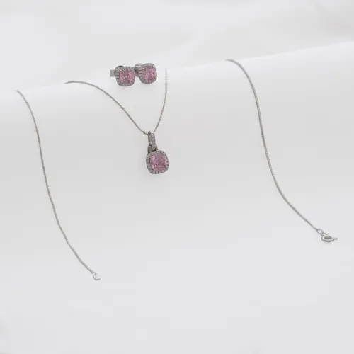Conjunto Pave Circon Rosado