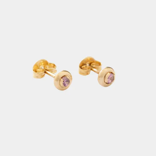 Aretes Circon Caja Redonda 4Mm ROSA