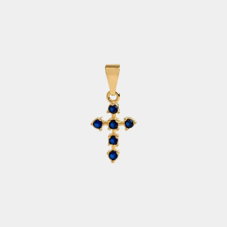 Dije Cruz 6 Circonias Azul