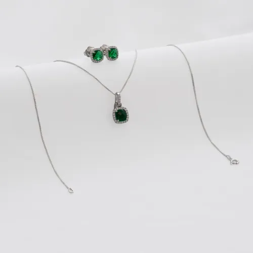 Conjunto Pave Circon Verde